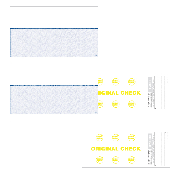 8.5 x 11 2-up blue blank check stock